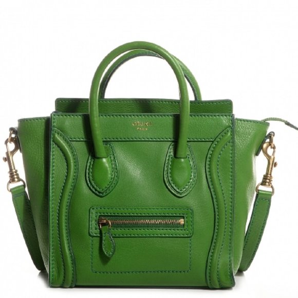 bright green luggage